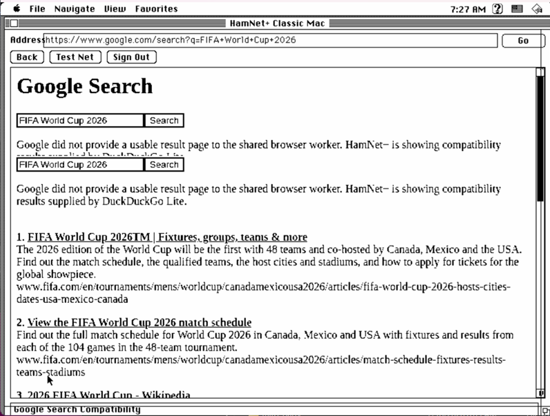 HamNet running on Classic Mac OS