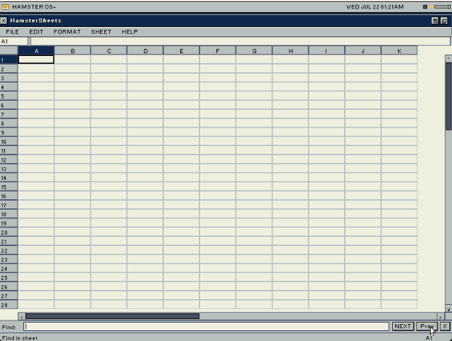 HamSheets spreadsheet running in HamsterOS