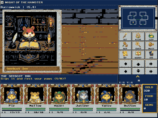 Might of the Hamster adventure game running in HamsterOS