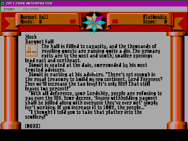 ZIP / Zork Interpreter running Zork Zero with inline MG1 graphics in full-screen Game Mode