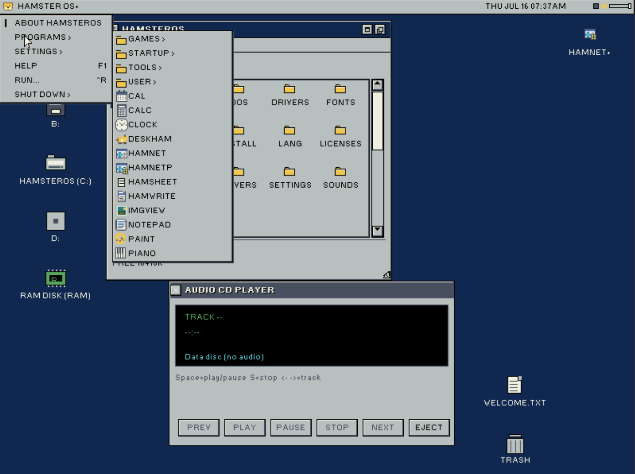 HamsterOS Beta 3 desktop