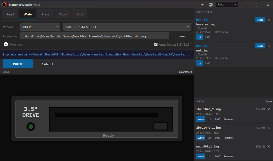 HamsterWeazle interface for GreaseWeazle floppy imaging